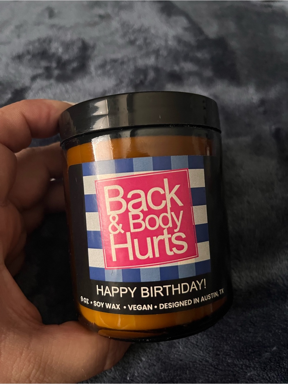 "Happy Birthday" Soy Wax Candle - Amber Jar, Black Lid